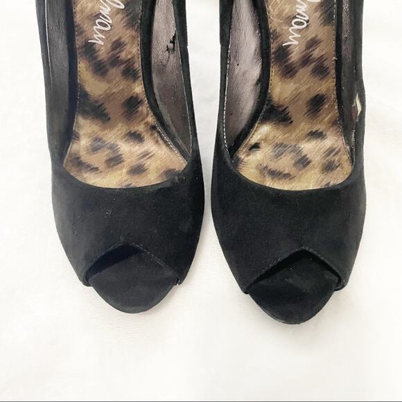 Sam Edelman Lorissa black spiked pumps open toe leather studded heels size 8 - Picture 4 of 12